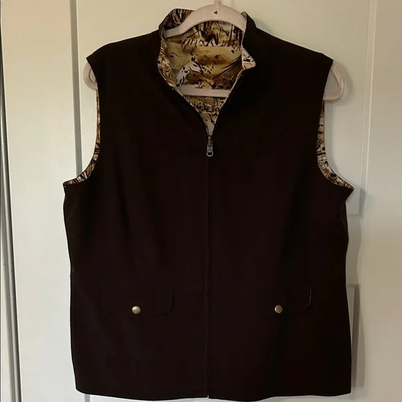 Women's Brown Reversible Utility Vest - Picture 1 of 12